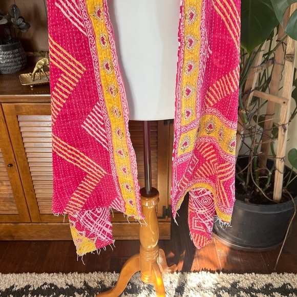 Kantha India Sari Colorful Reversible Large Wrap Scarf Shawl Towel - Picture 7 of 12